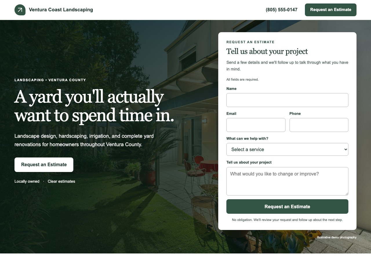 View the Ventura Coast Landscaping demonstration website (opens in a new tab)